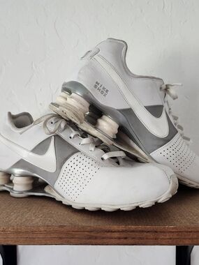 Vintage Nike Shox, White and Gray Athletic Sneakers